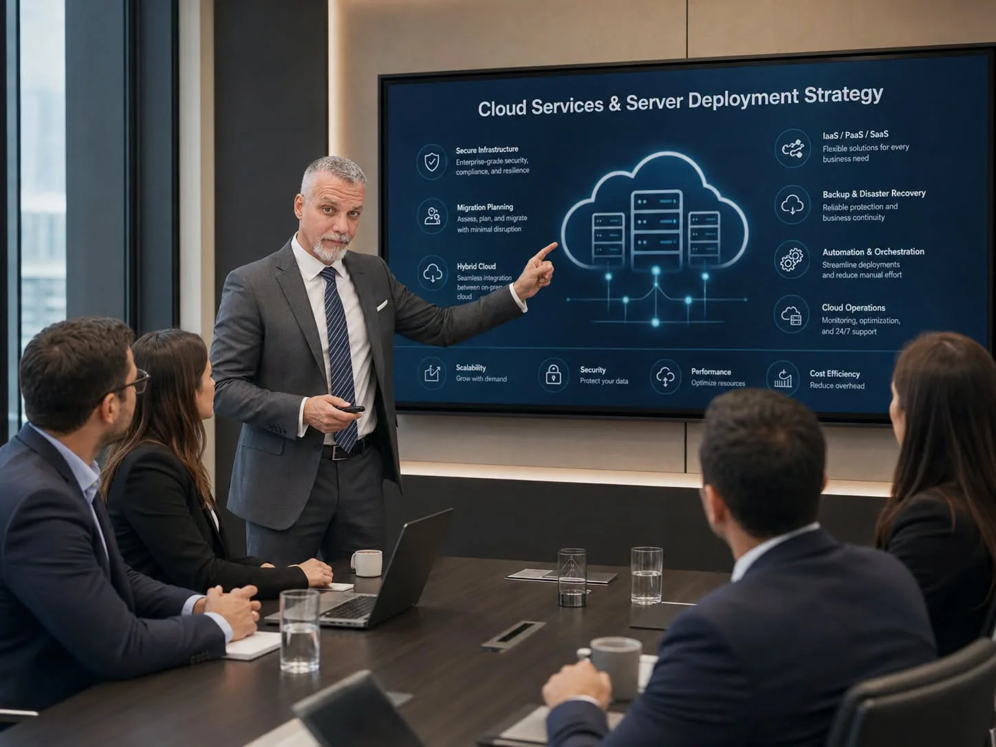 Chris Swearingin presenting cloud services and server strategy