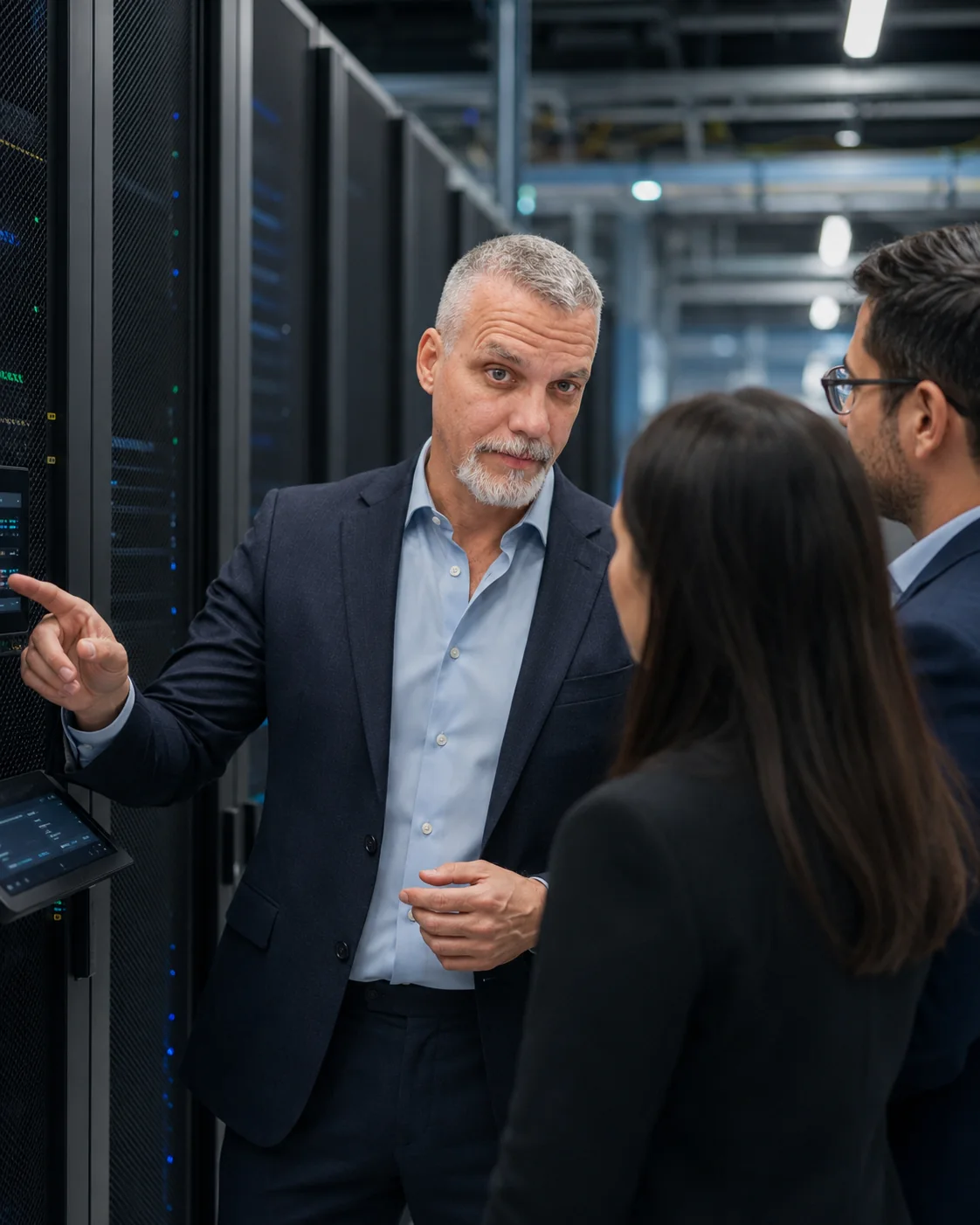 Chris Swearingin advising a team inside a data center